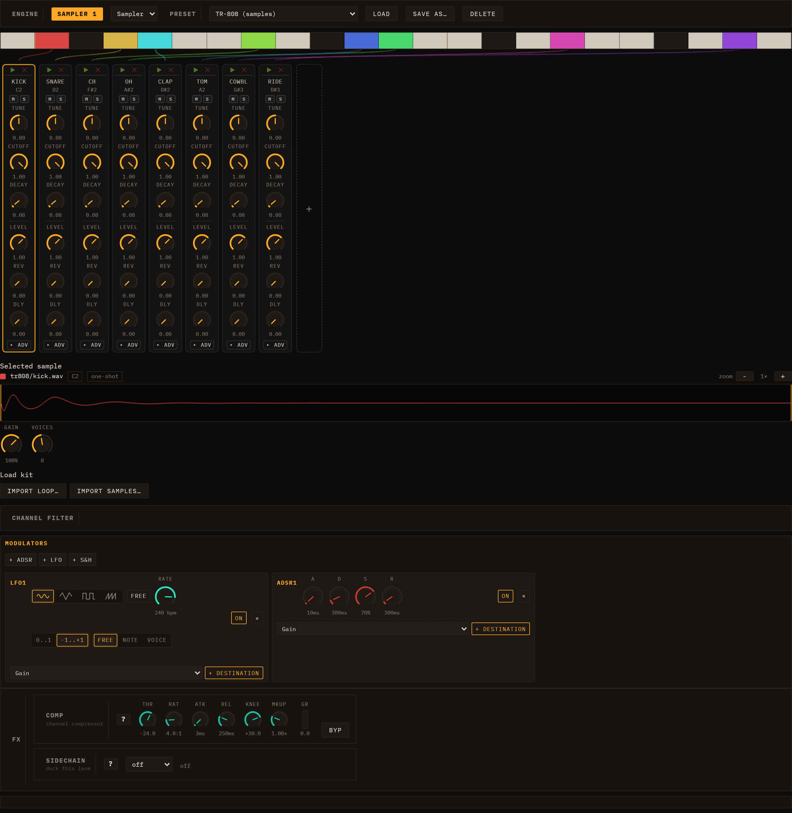 Sampler editor panel