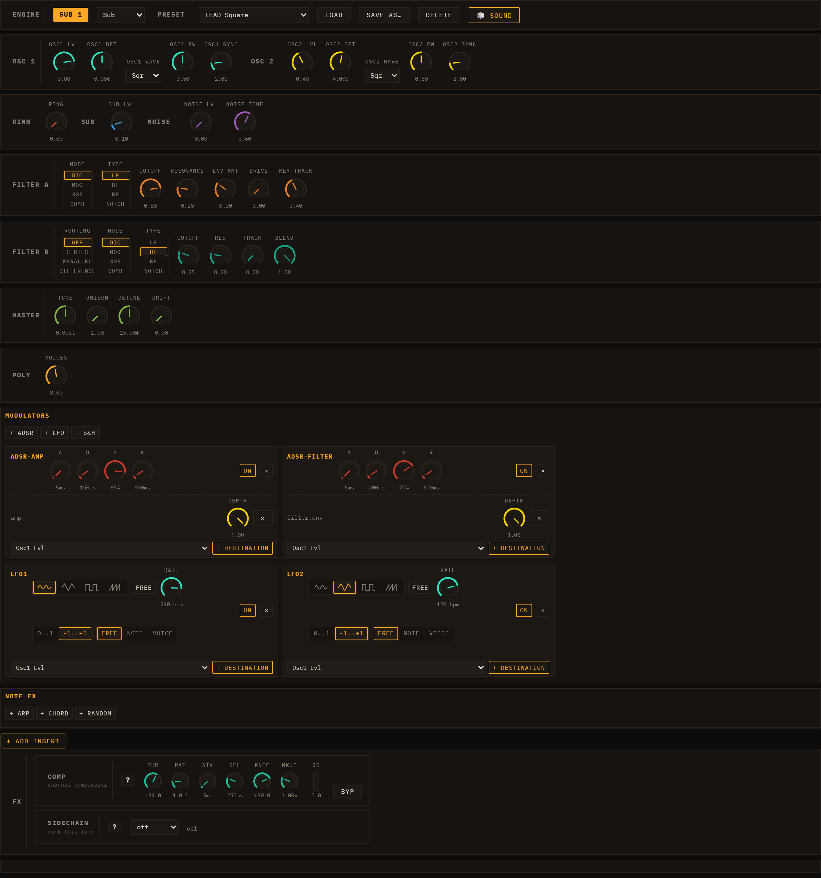 Subtractive editor panel