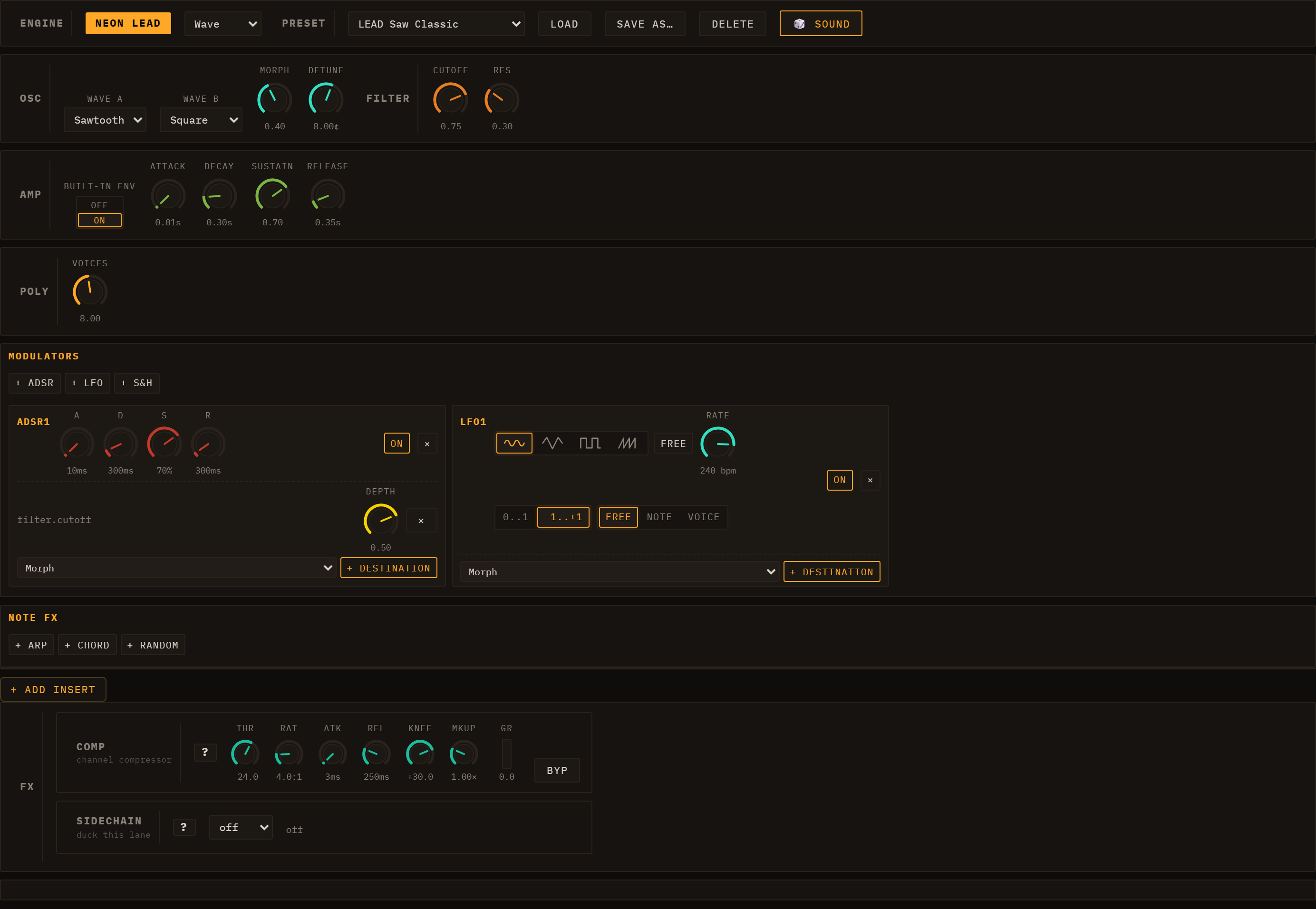 Wavetable editor panel
