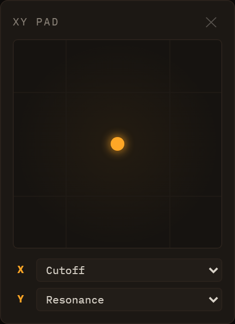 The floating XY pad with both axes assigned